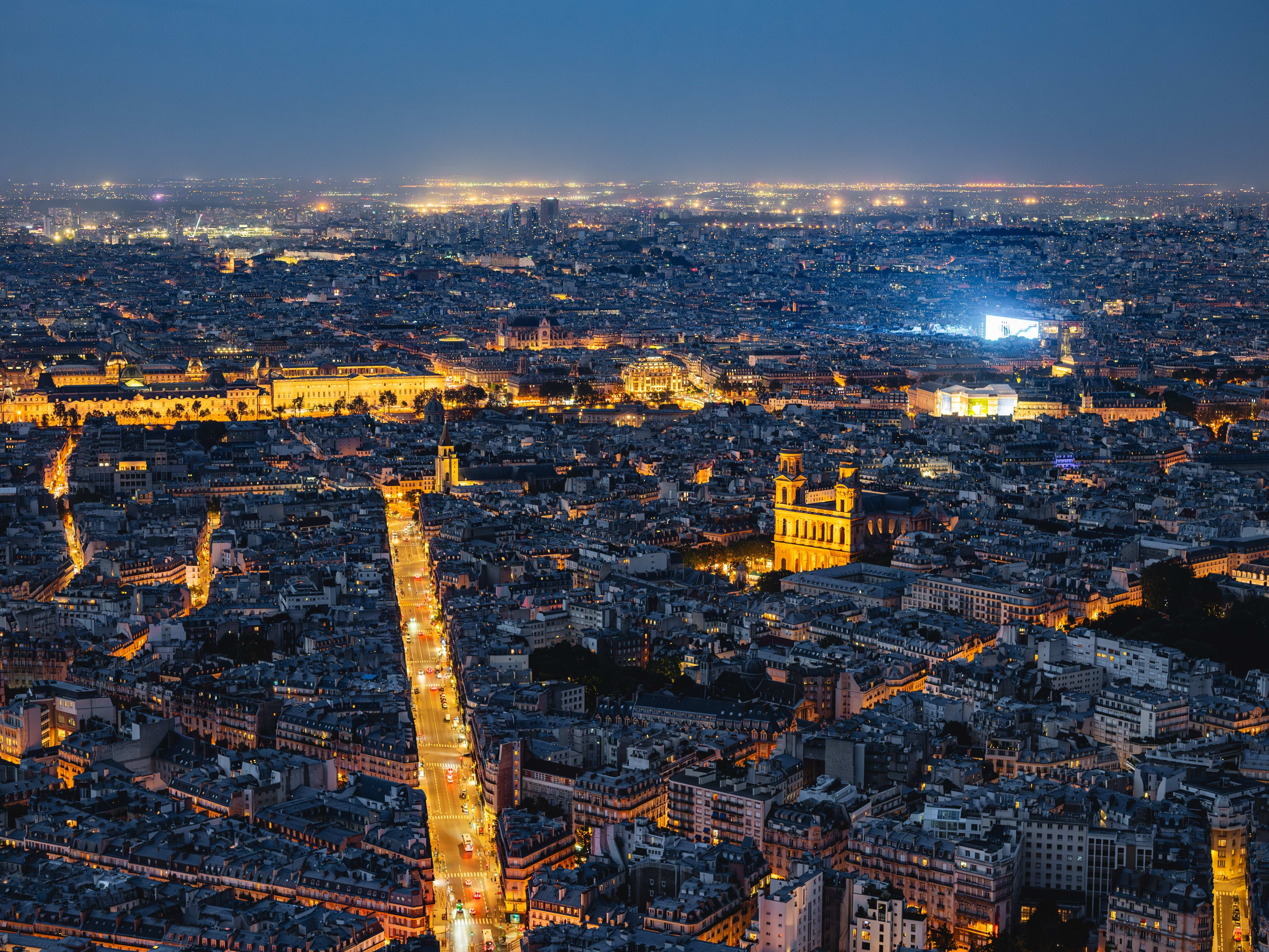 Aerial View of Paris at Night