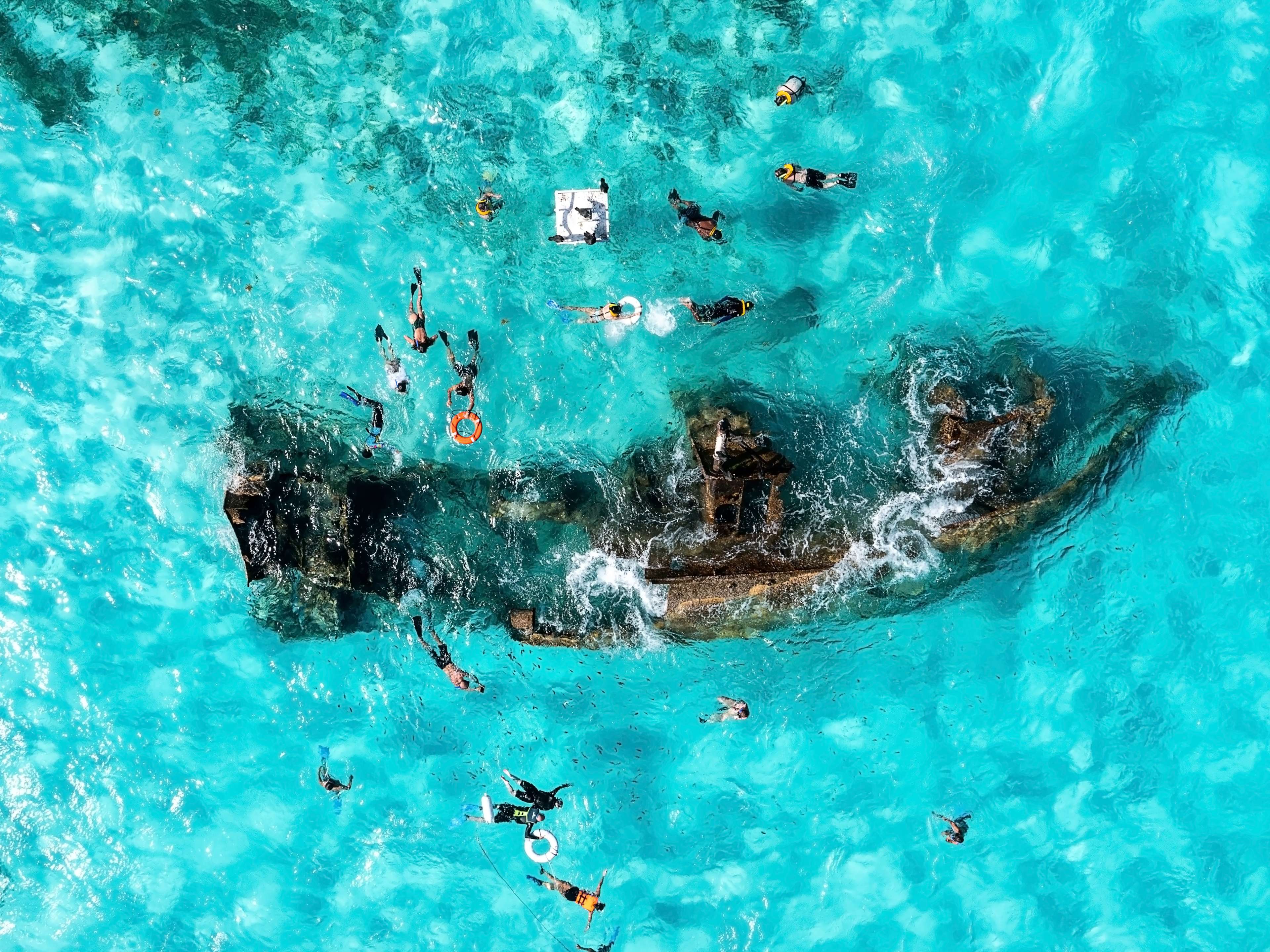 Aerial View of People Snorkeling