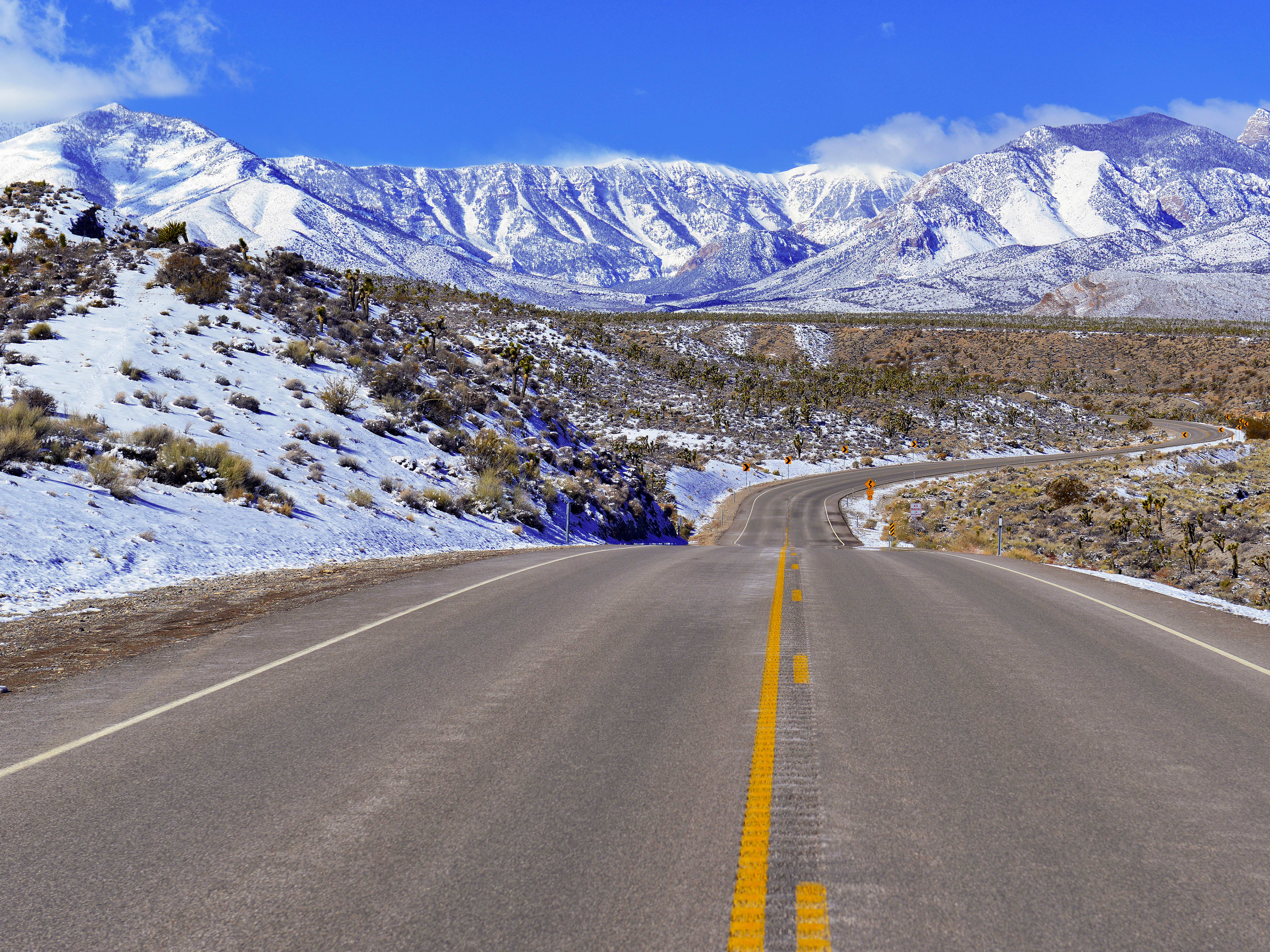 the route to vegas covered in snow