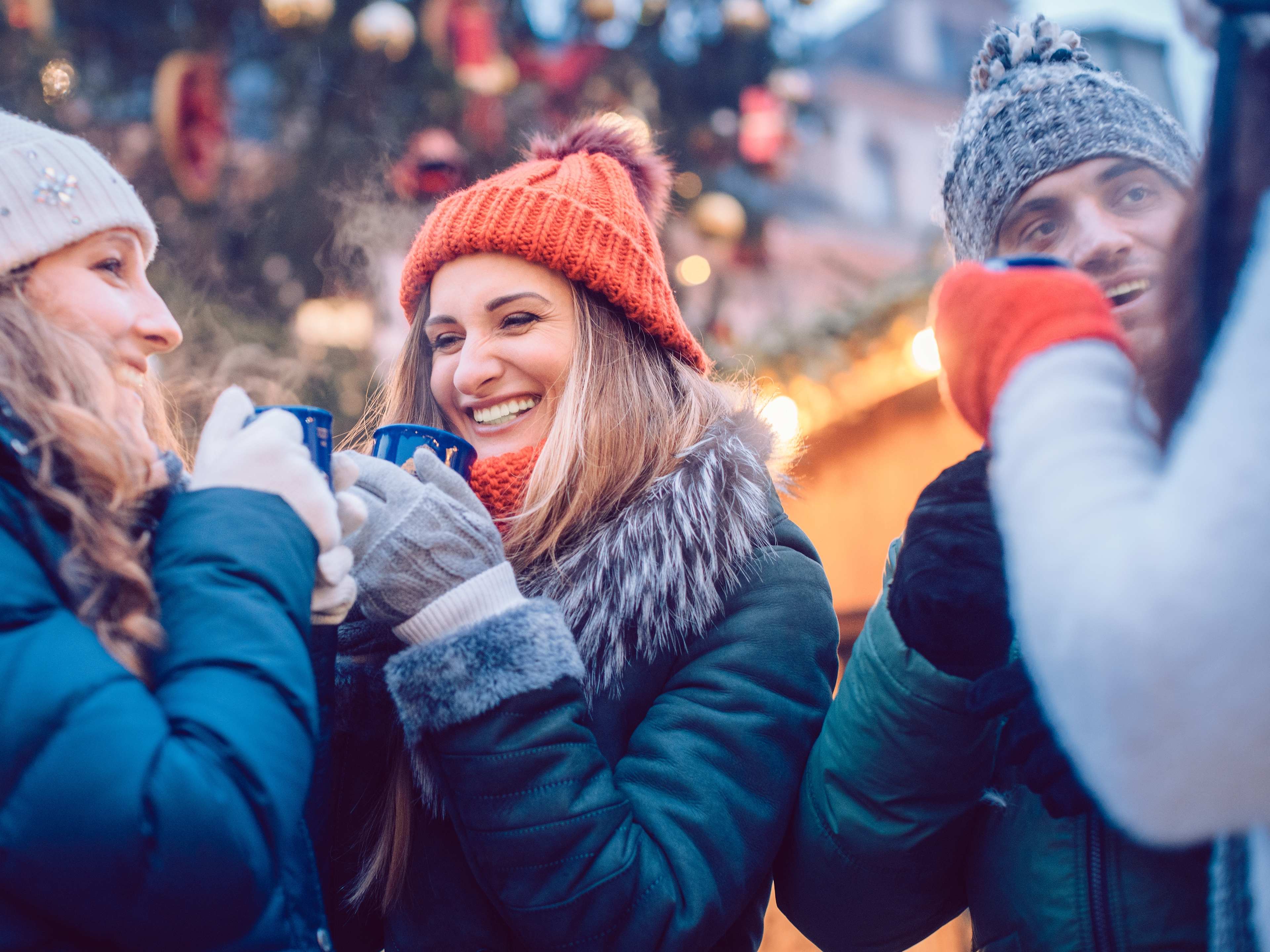 people enjoying a winter market