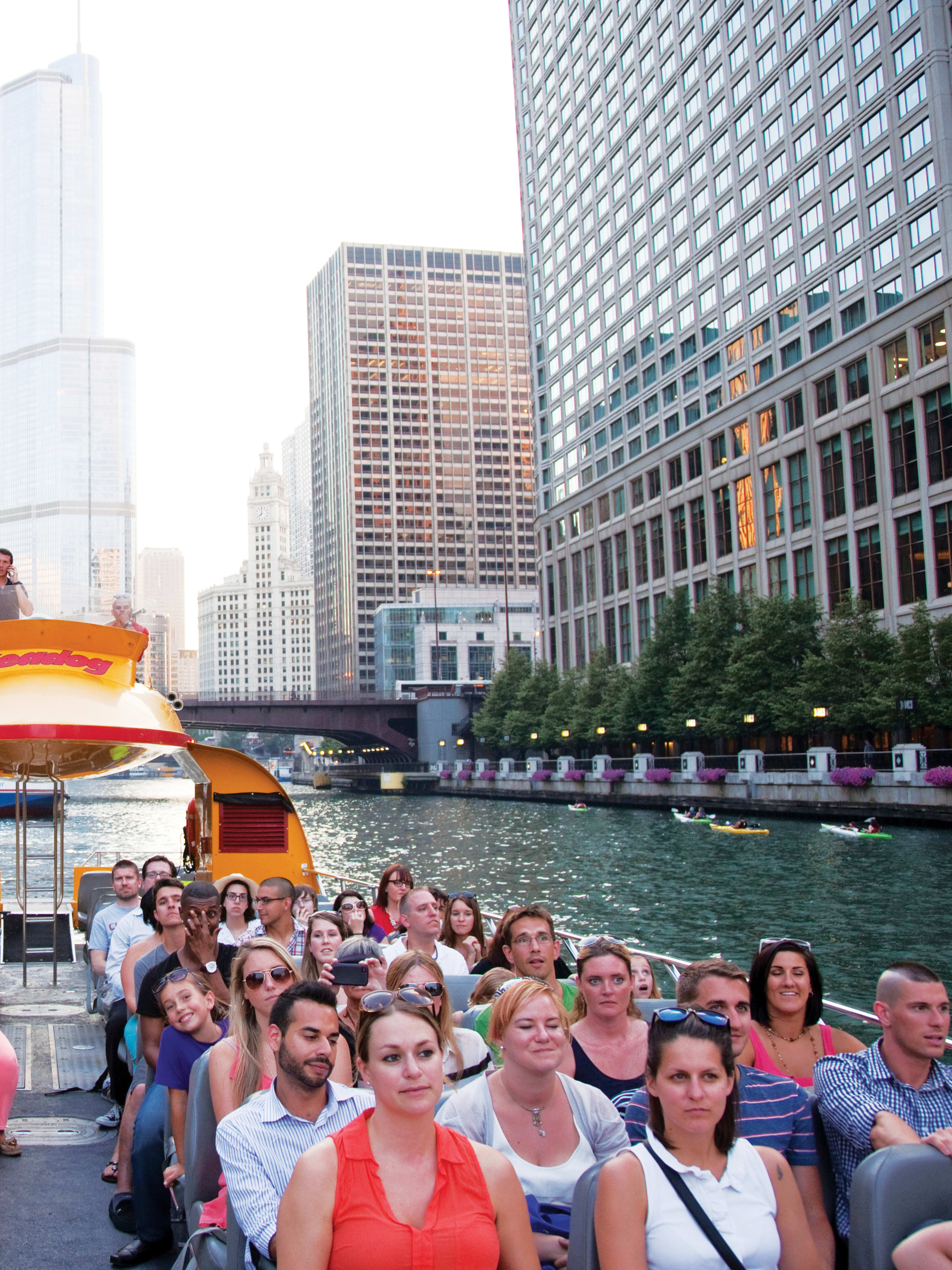 Boat going through Chicago 