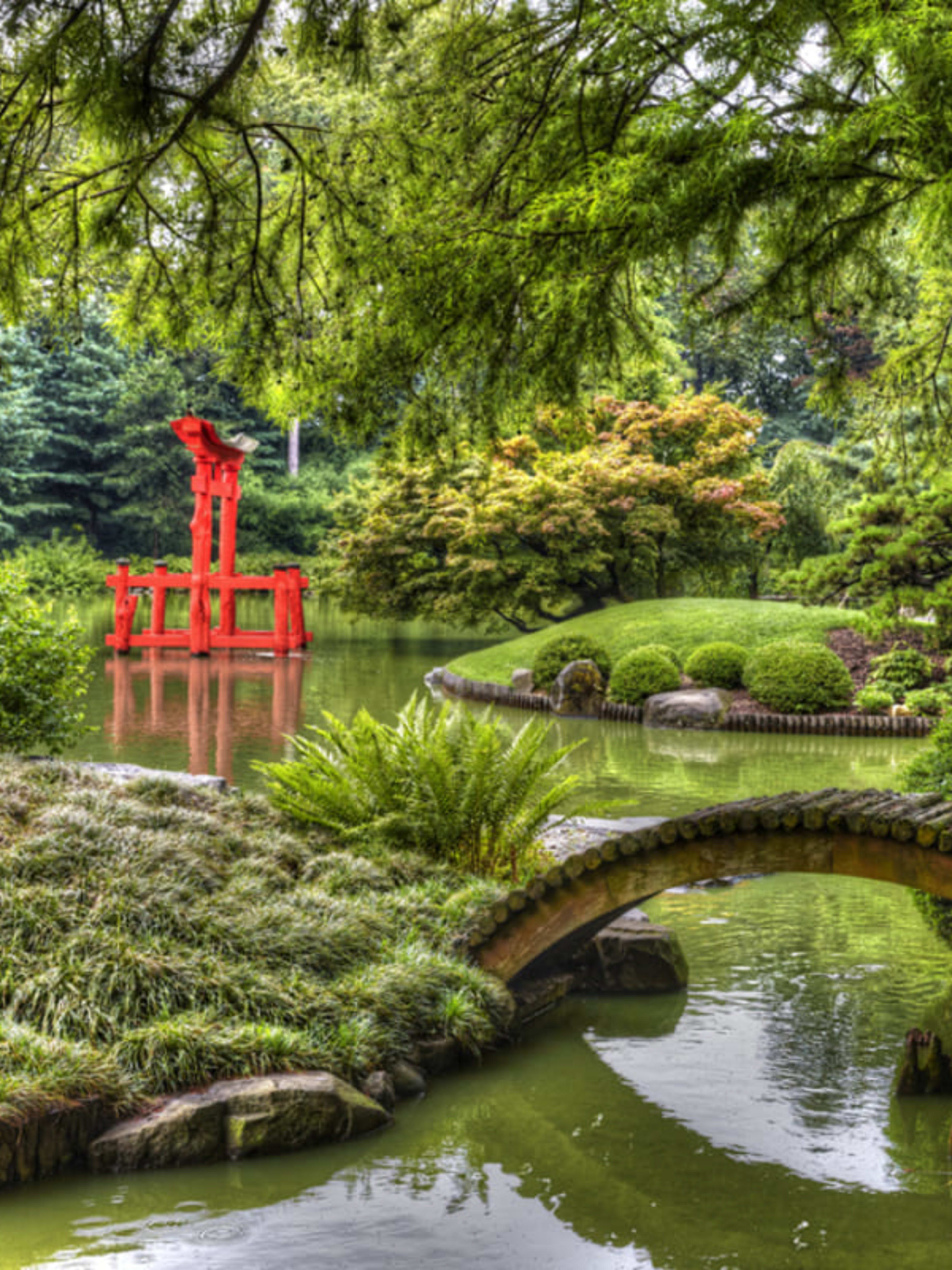 The Shinto shrine in the Japanese Hill-and-Pond area of Brooklyn Botanic Garden.