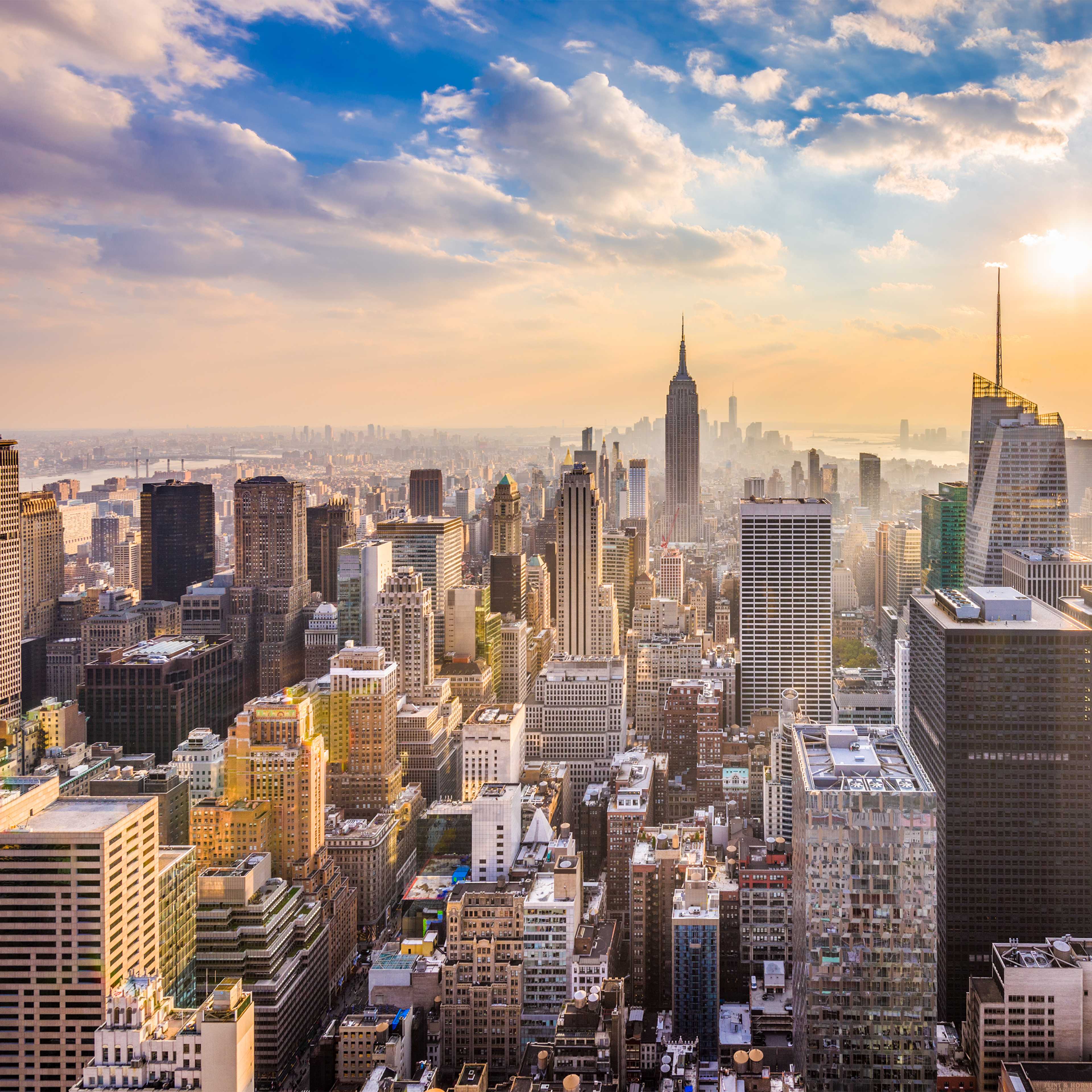 Cityscape of New York City with Empire State Building as the central focus