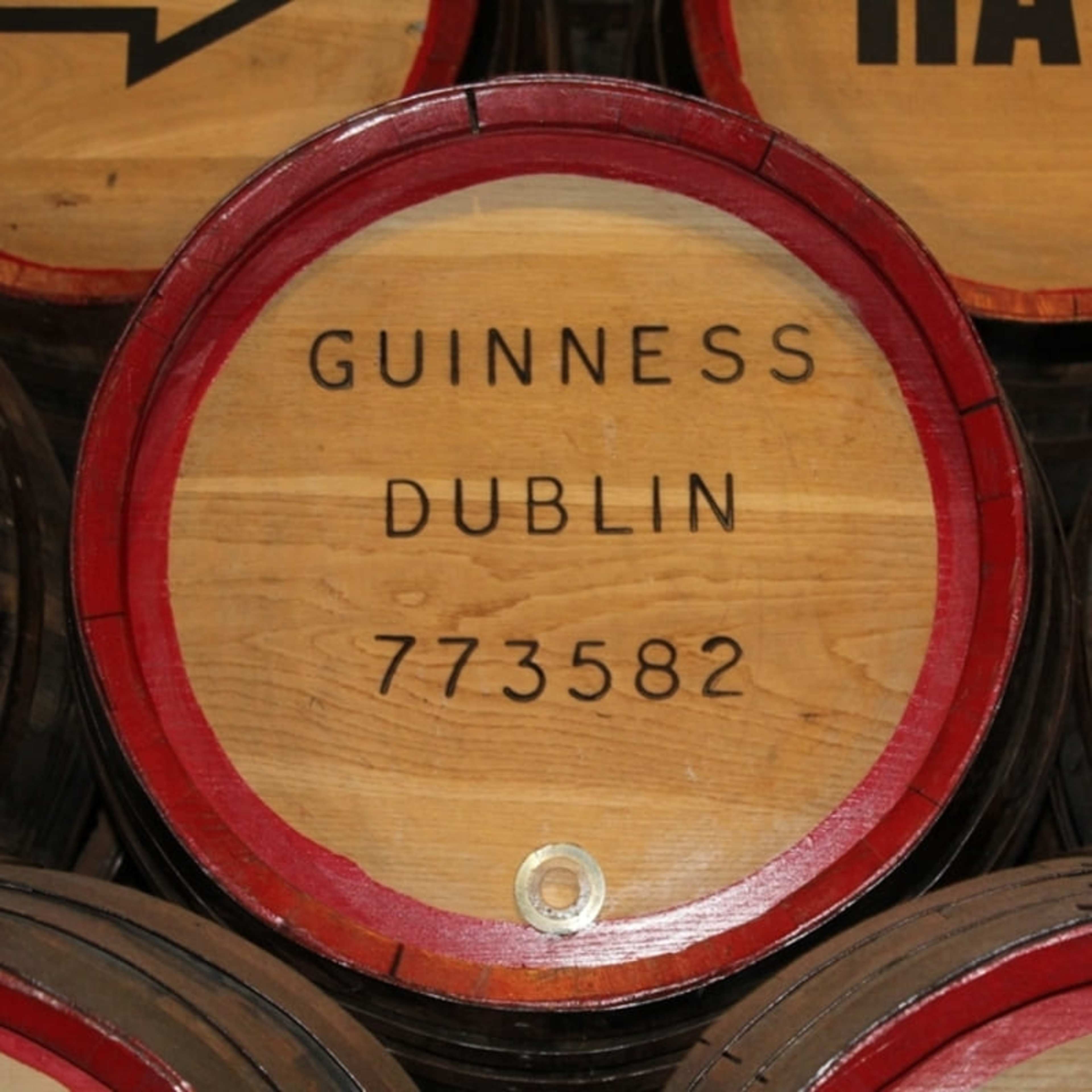 Wooden Guinness barrel.