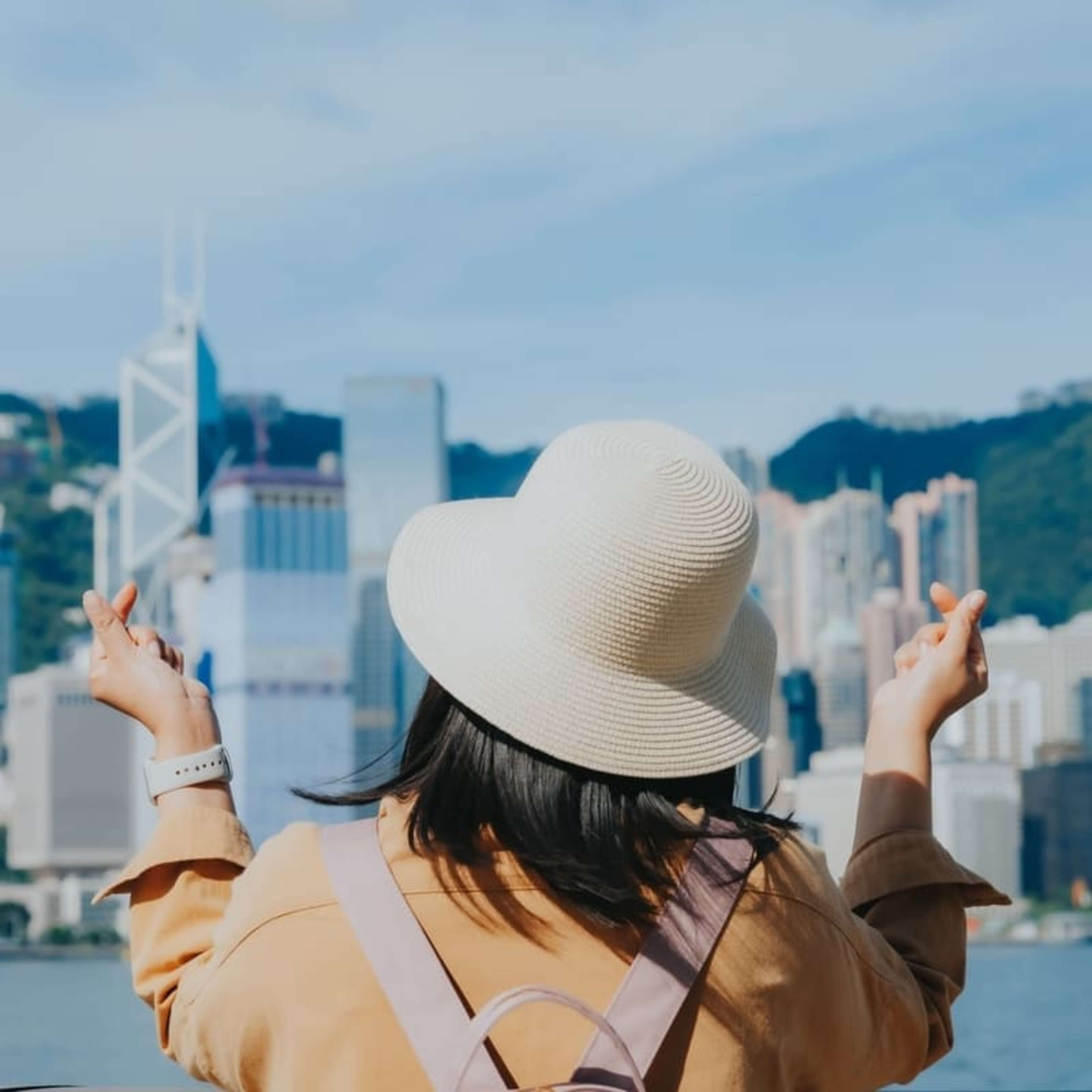 Woman sightseeing in Hong Kong