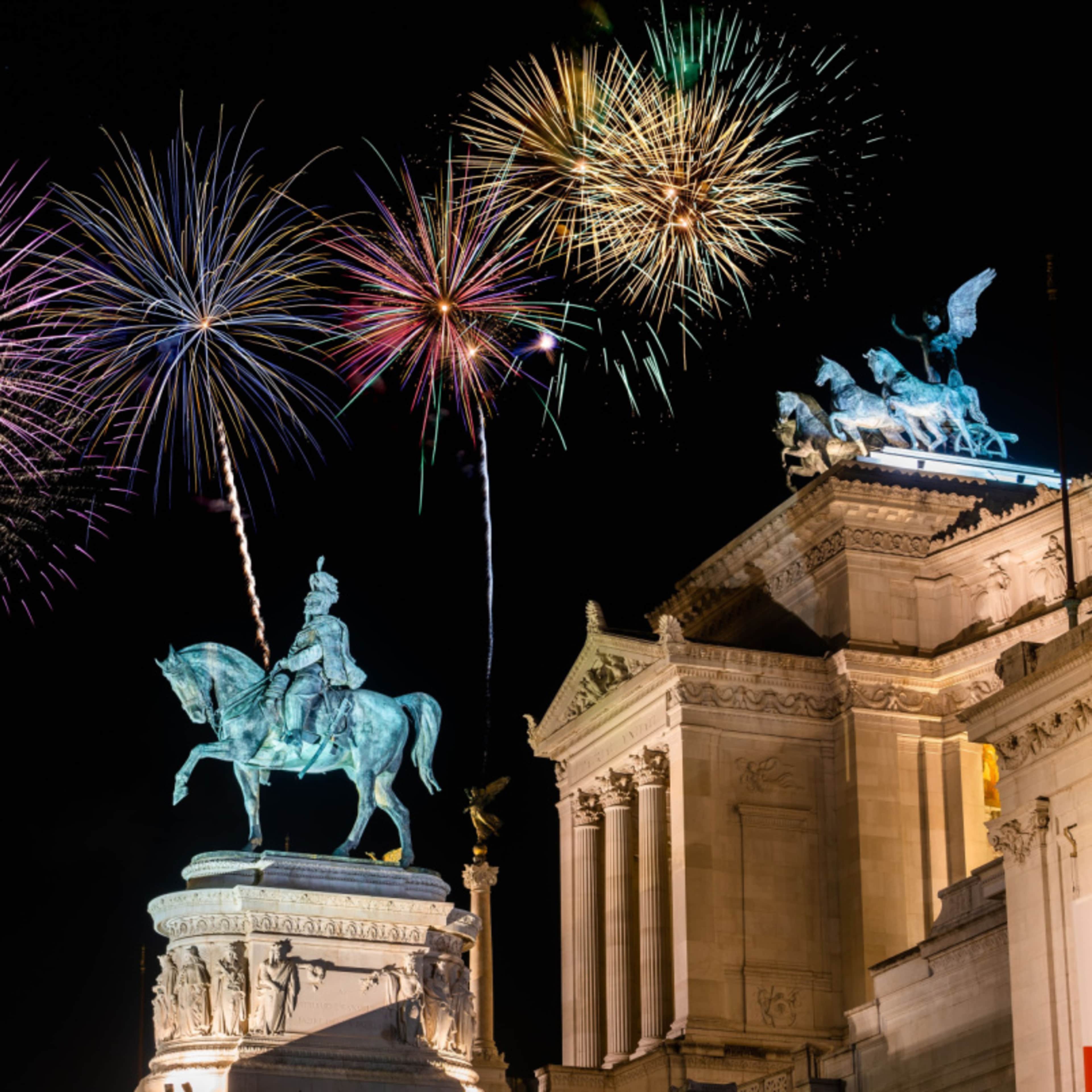 Fireworks over the Victor Emmanuel Monument in Rome