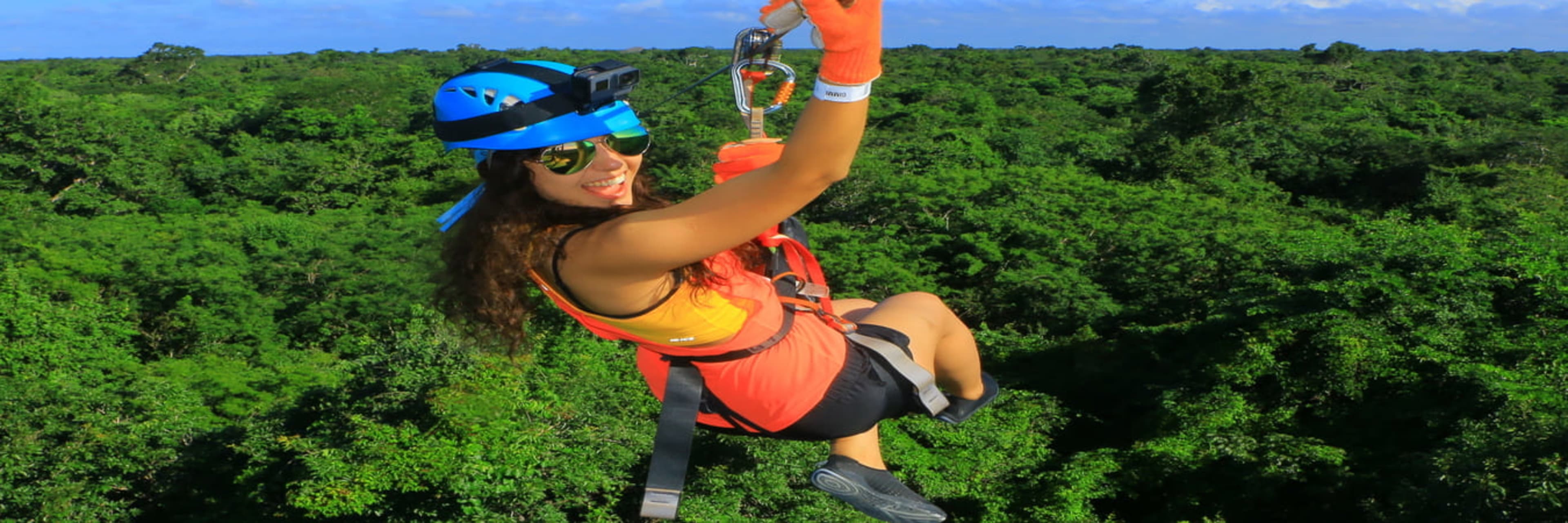 Woman going down biplane