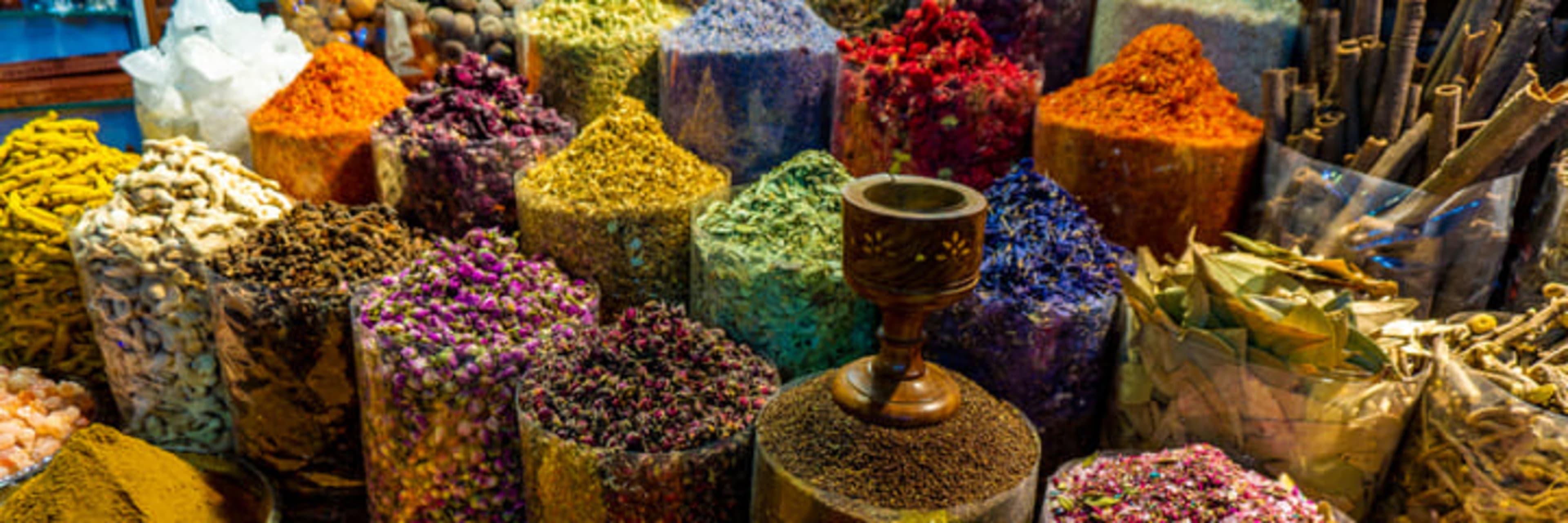 Colorful spices on display in Dubai's Spice Souk