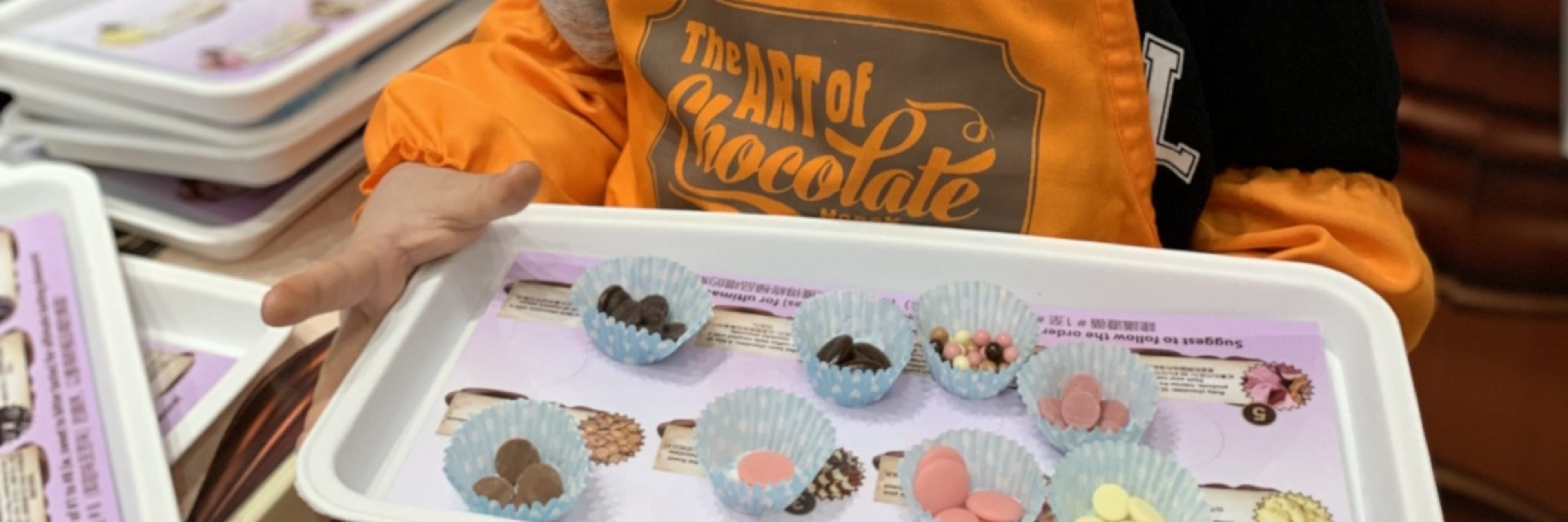 Tray of chocolate ingredients at an Art of Chocolate workshop.