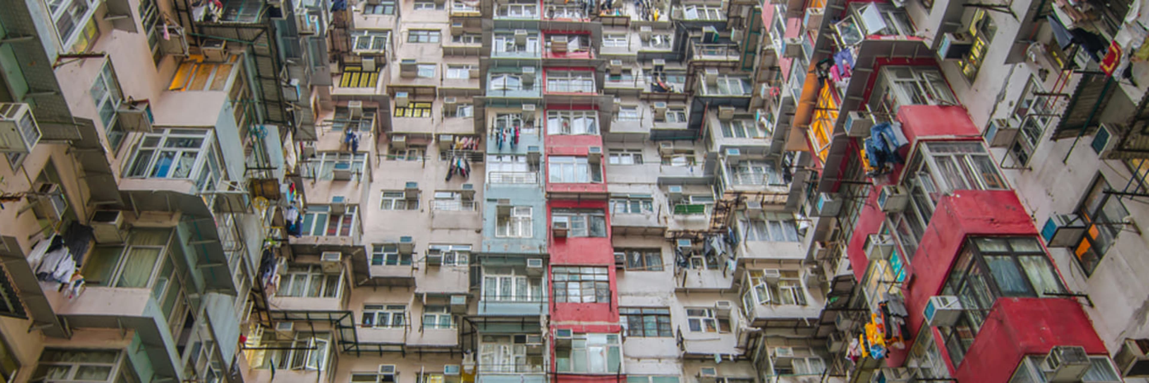 Tenement apartment block in Hong Kong.