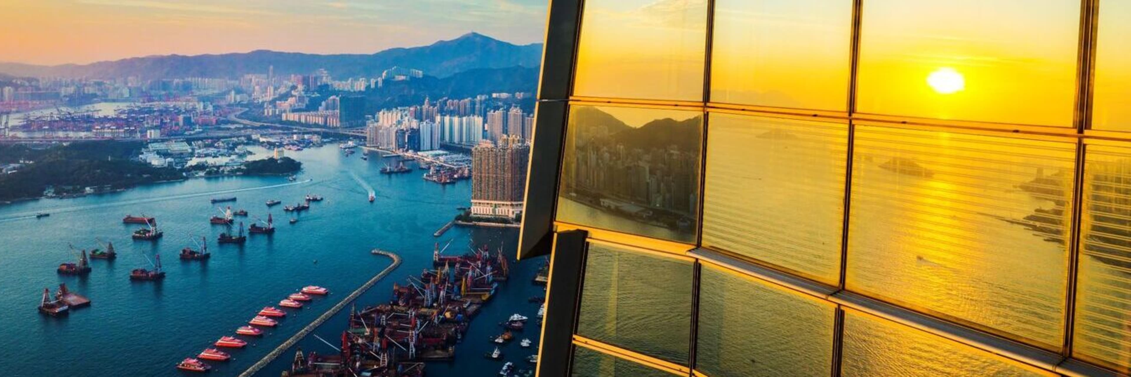 Sunset view at the Sky100 Hong Kong Observation Deck.