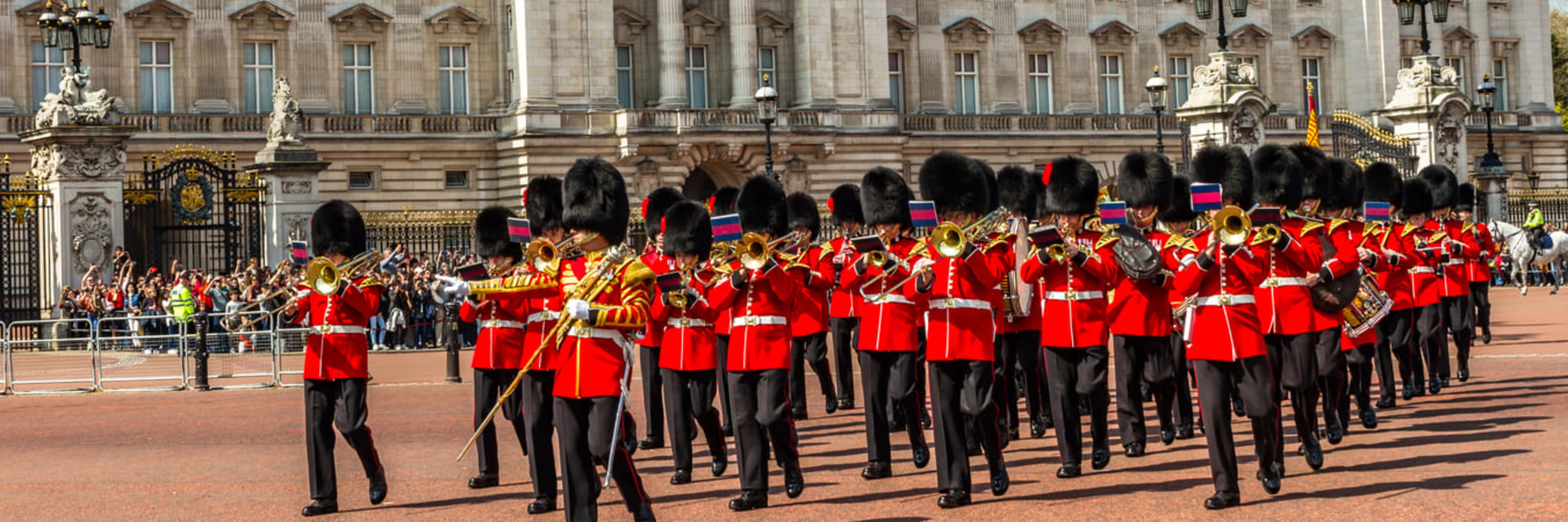 The changing of the guard at Buckingham Palace.