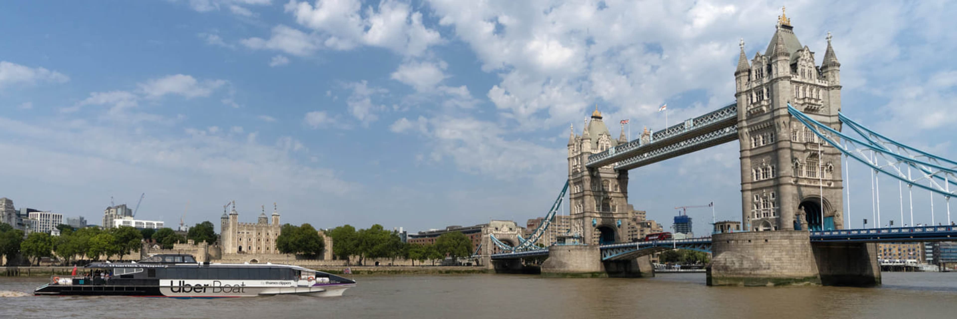 Uber Boat by Thames Clippers at Tower Bridge.