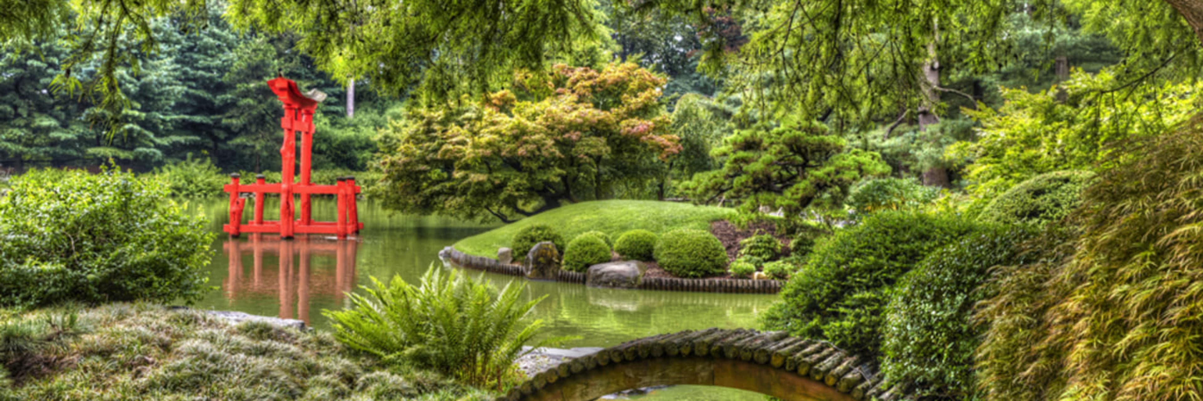 The Shinto shrine in the Japanese Hill-and-Pond area of Brooklyn Botanic Garden.