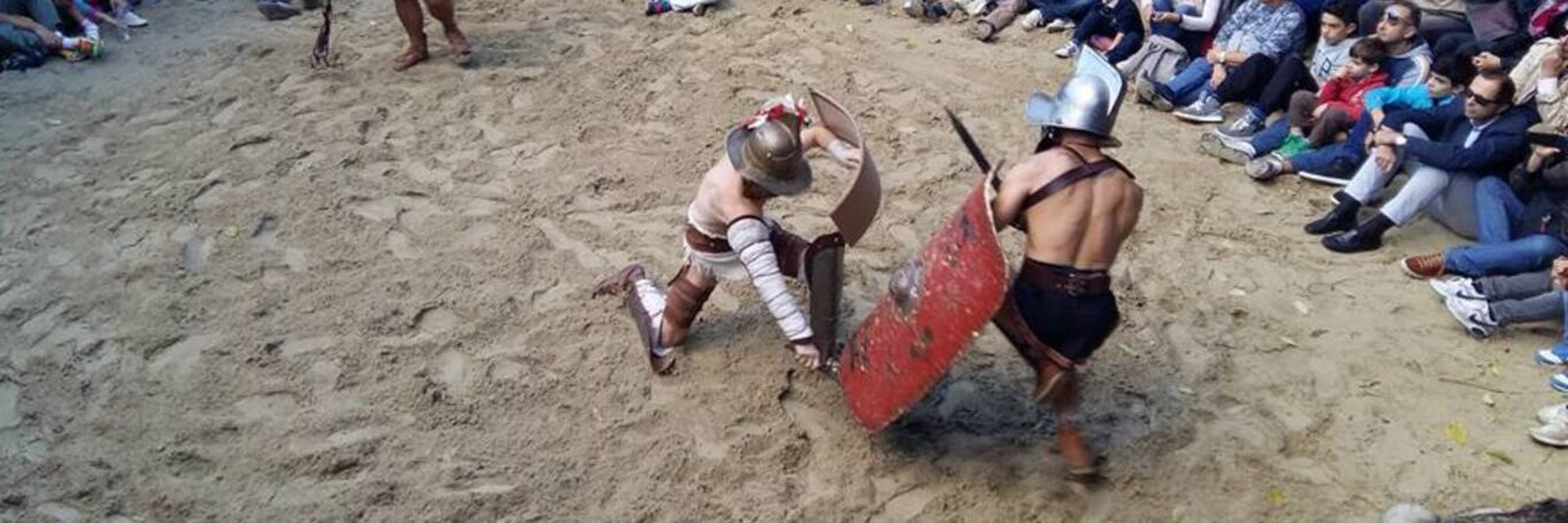 Gladiators in combat at Roma World.
