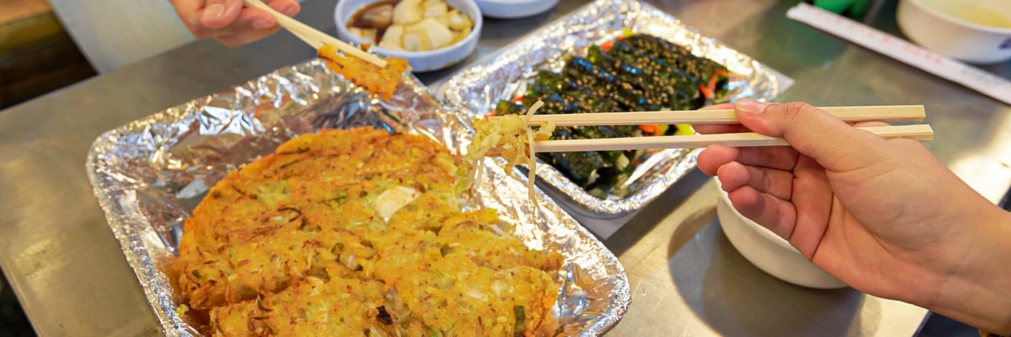 Street food at Gwangjang Market in Seoul.