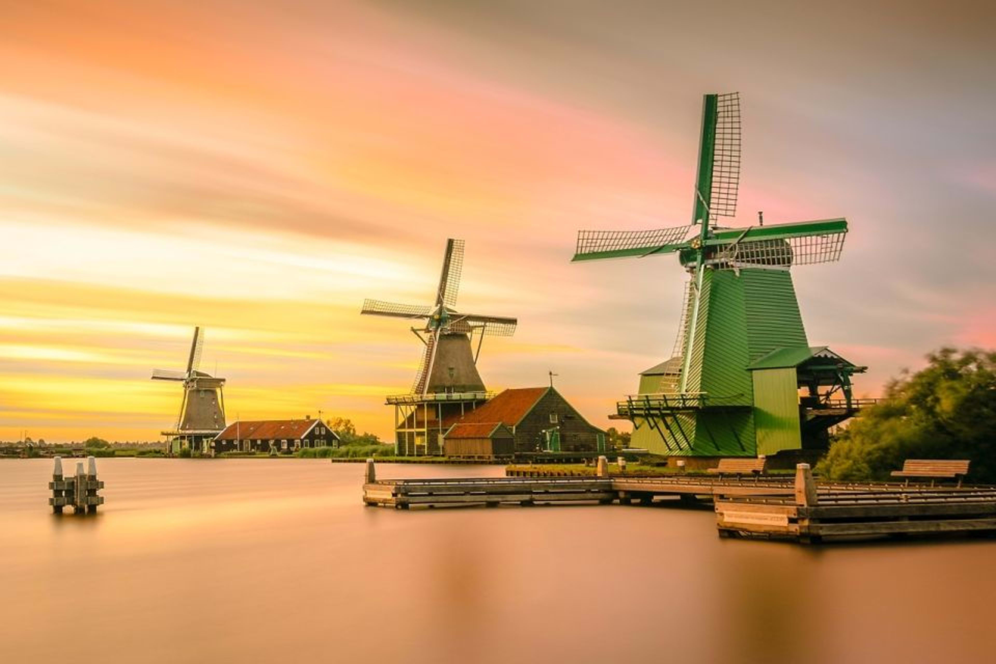 The windmills at Zaanse Schans village just outside Amsterdam.