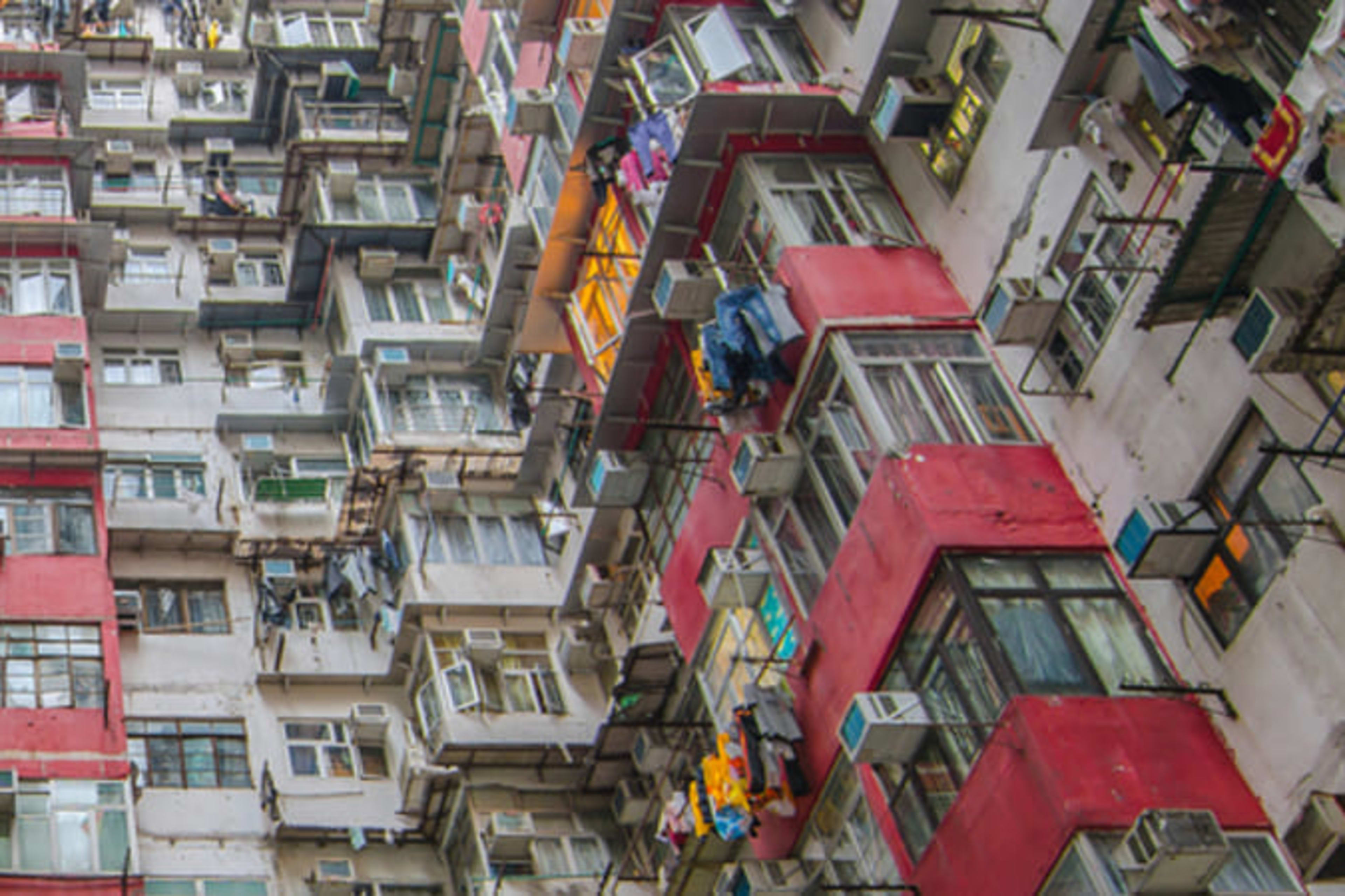 Tenement apartment block in Hong Kong.