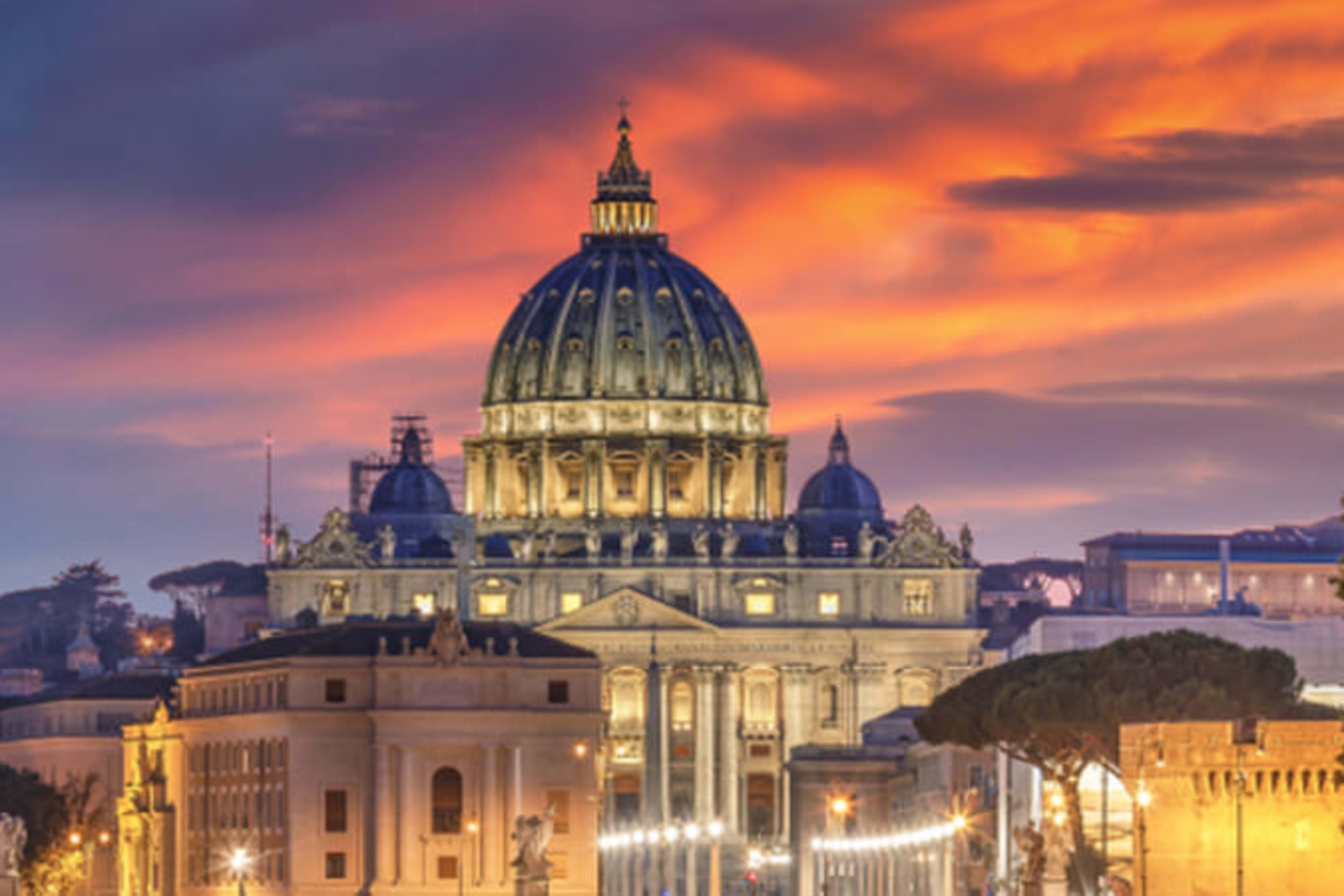 St Peter's Basilica in the evening.