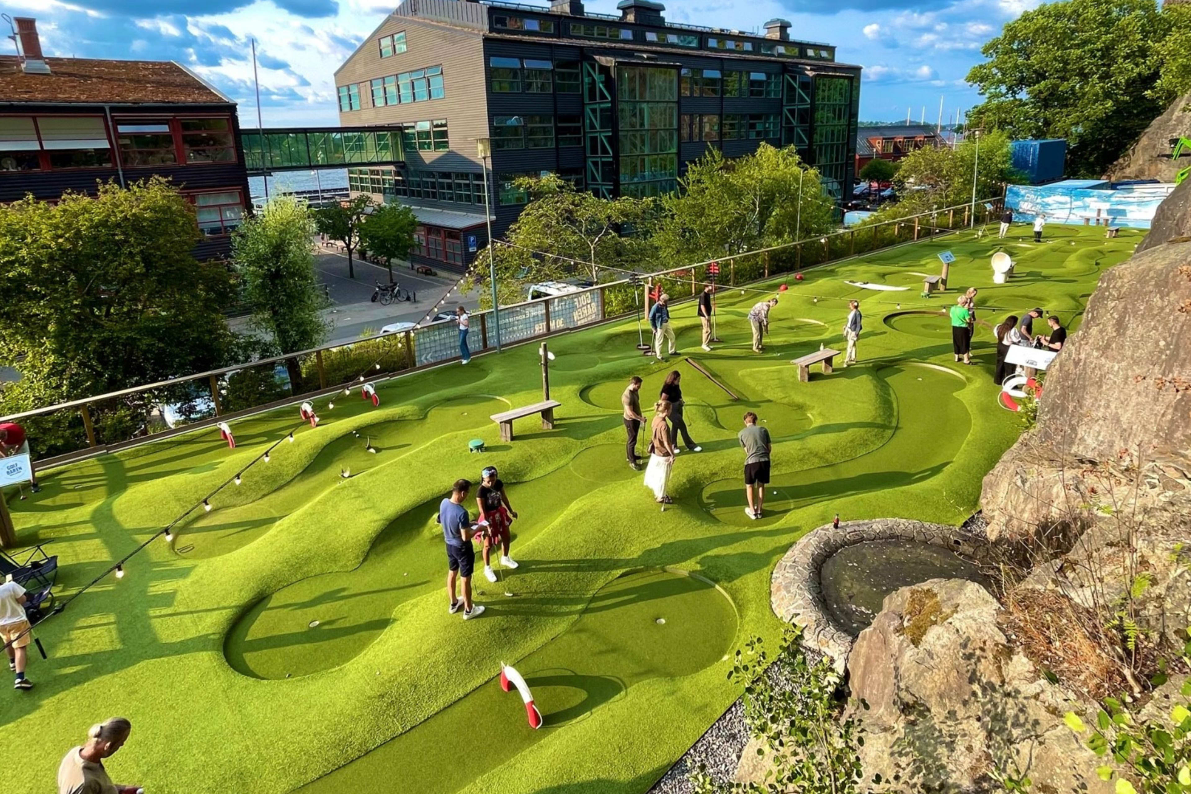 Adventure golf at Nacka Strand Golf Bar.
