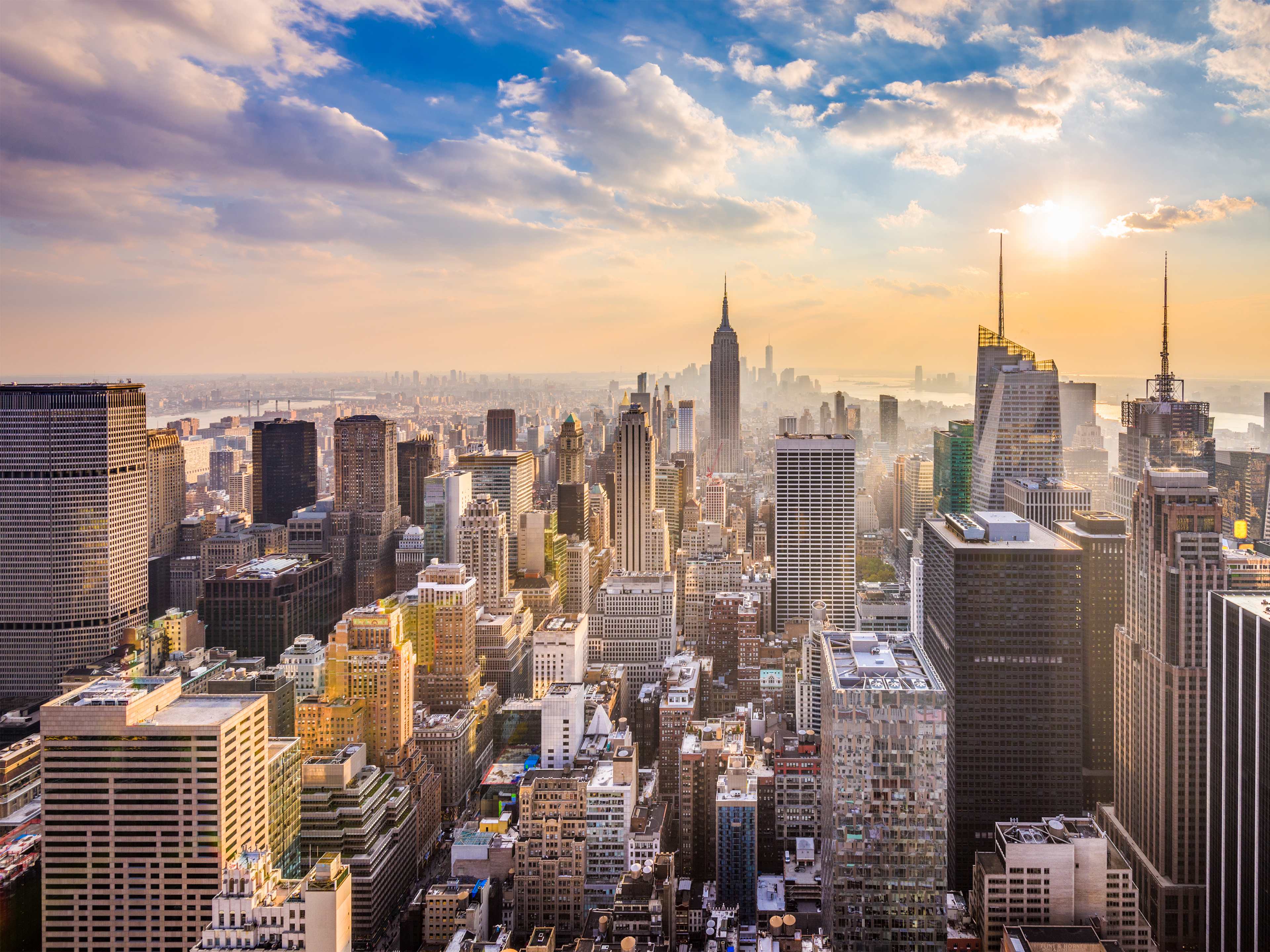 Cityscape of New York City with Empire State Building as the central focus