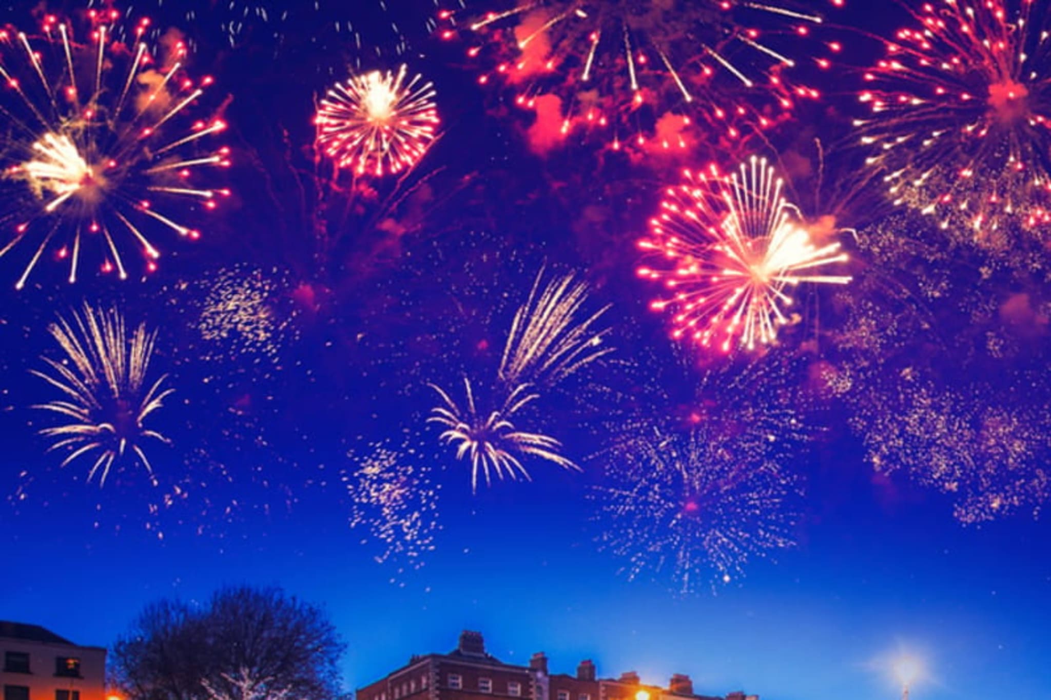 New year fireworks over the River Liffey in Dublin.