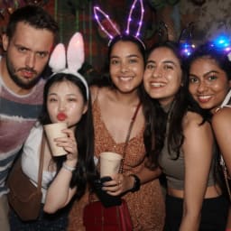 Revelers on the Lan Kwai Fong pub crawl.