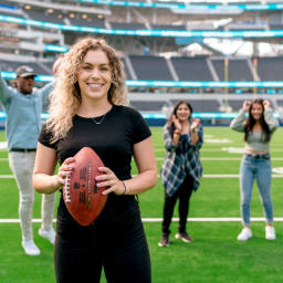 On the field at SoFi Stadium.