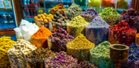 Colorful spices on display in Dubai's Spice Souk