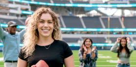 On the field at SoFi Stadium.