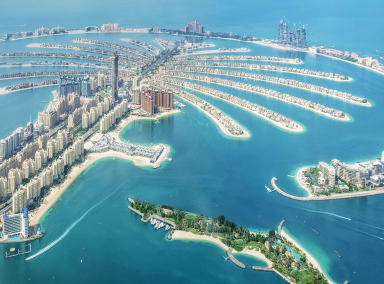 Aerial shot of the Palm Jumeirah Dubai