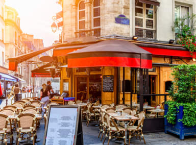 View of a typical Parisian brasserie.