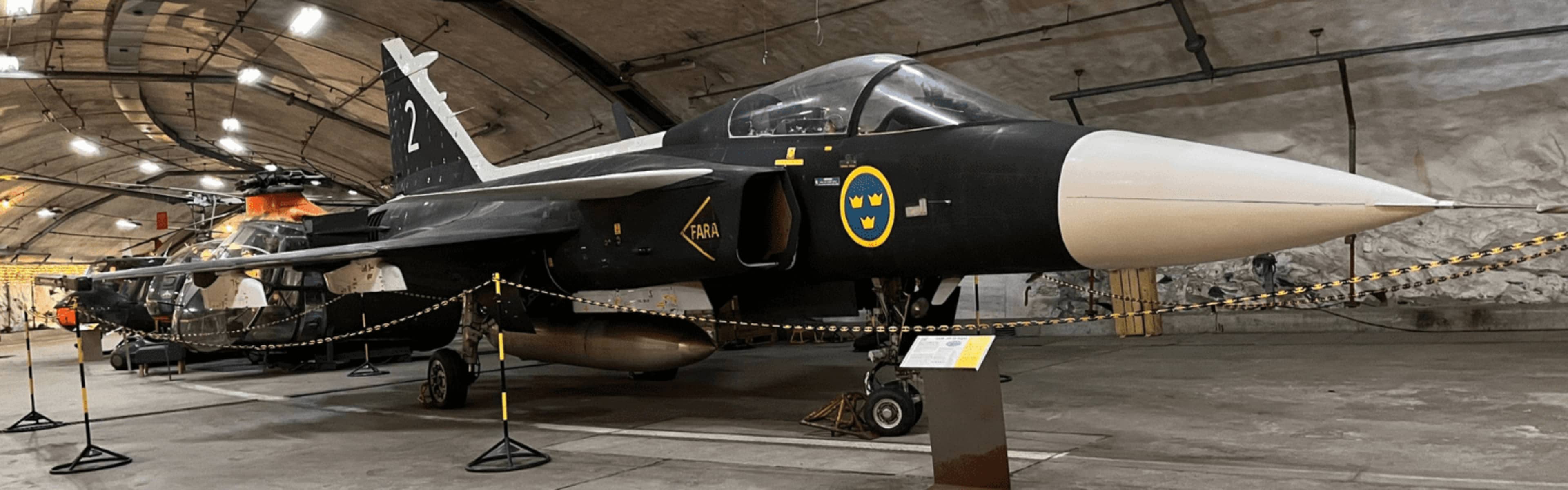 A fighter jet at the Aeroseum in Gothenburg.