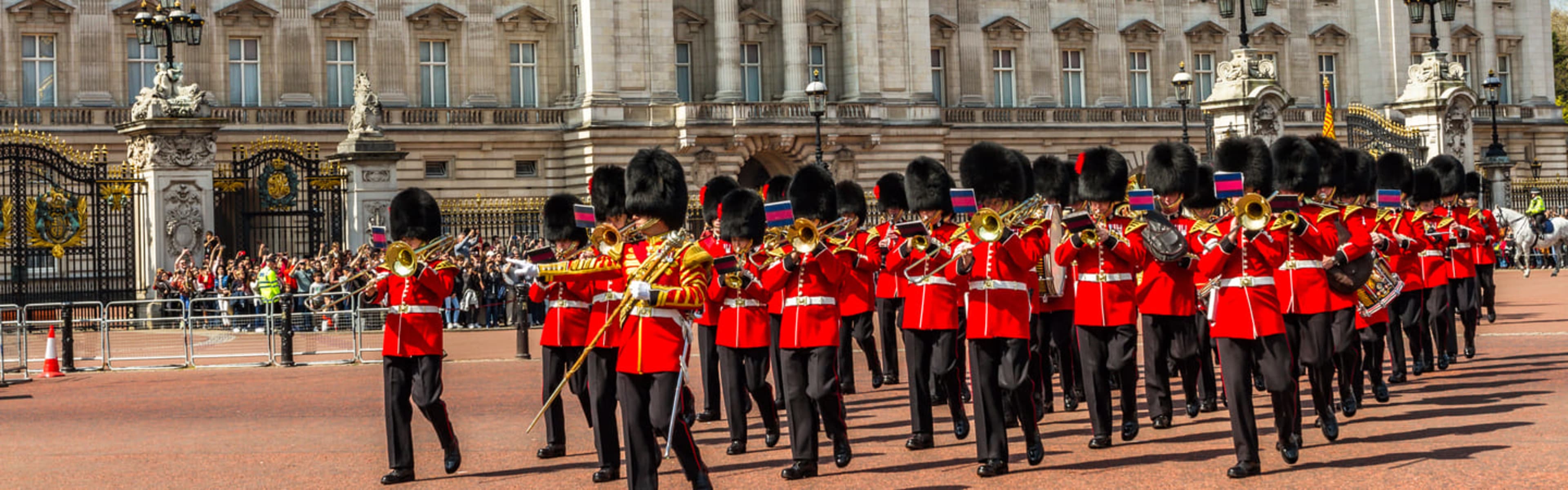 The changing of the guard at Buckingham Palace.