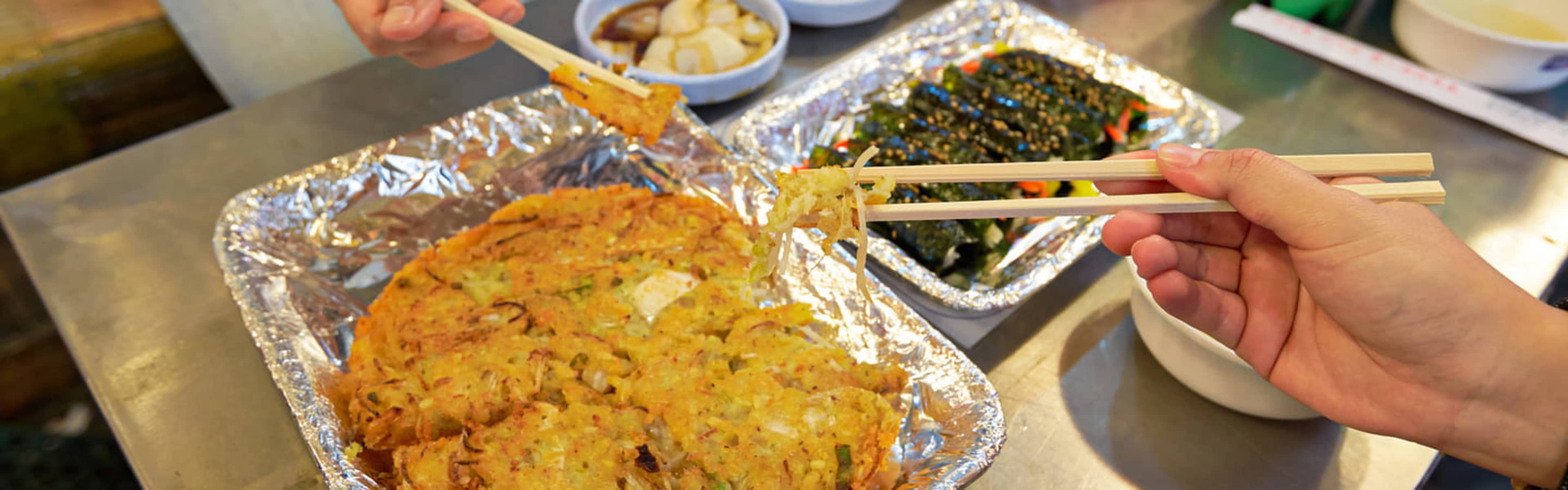 Street food at Gwangjang Market in Seoul.