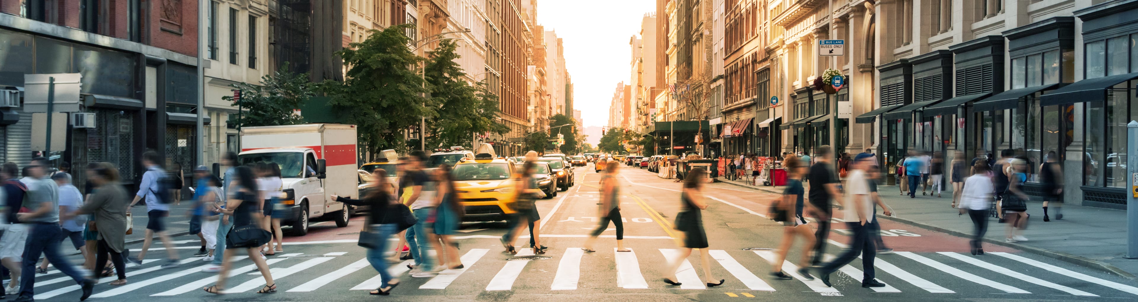 People at a crosswalk in NYC