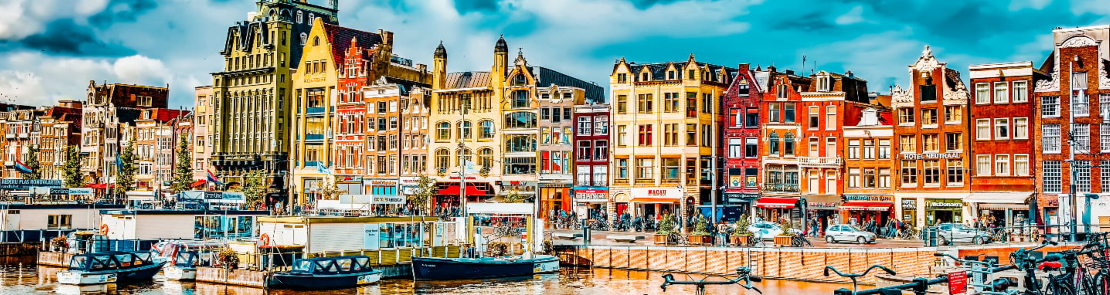 Panoramic view of Amsterdam's canal houses