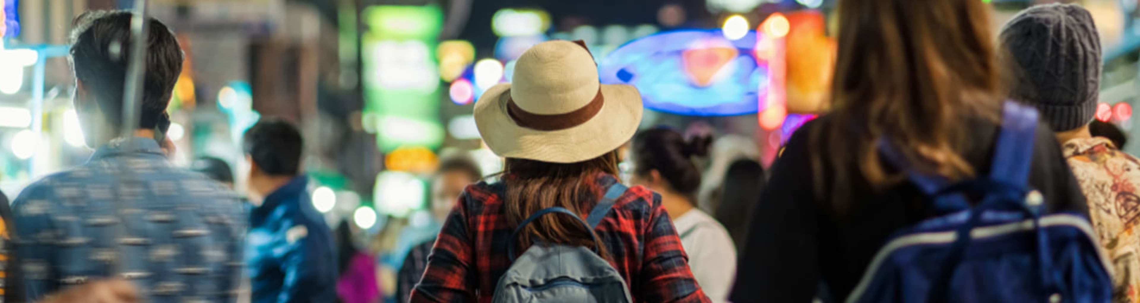 Backpackers on Khaosan Road in Bangkok.