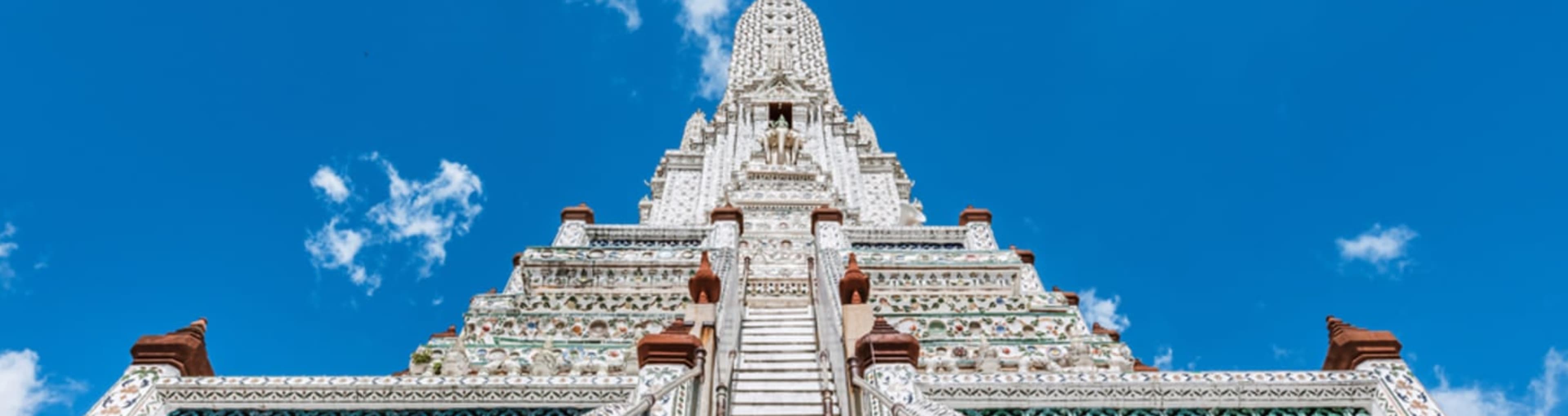 The central spire of Bangkok's majestic Wat Arun temple.