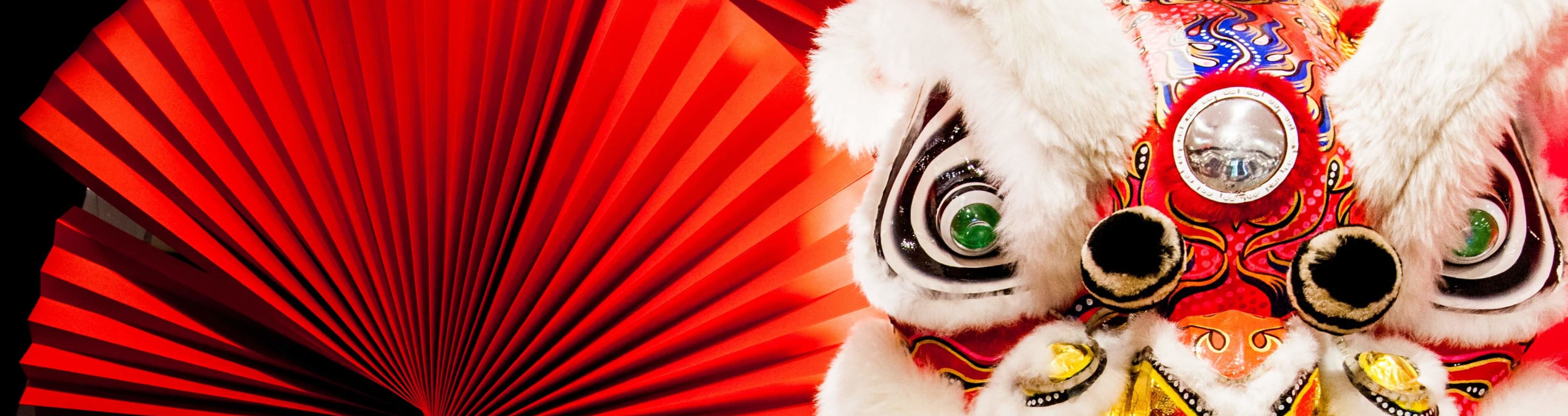 A traditional Chinese lion dance