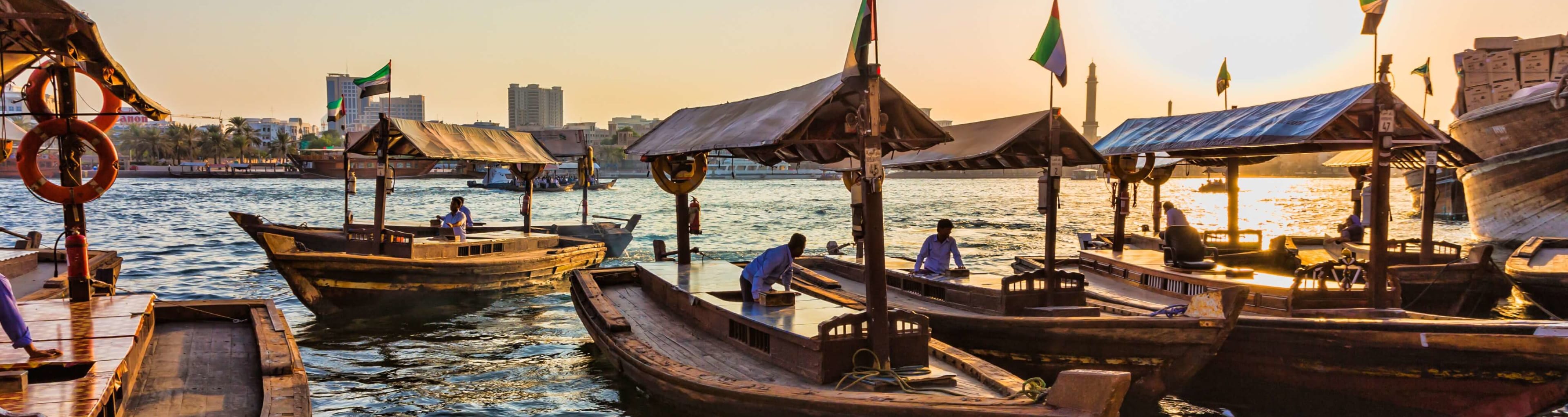 Abra boats waiting to cross Dubai Creek