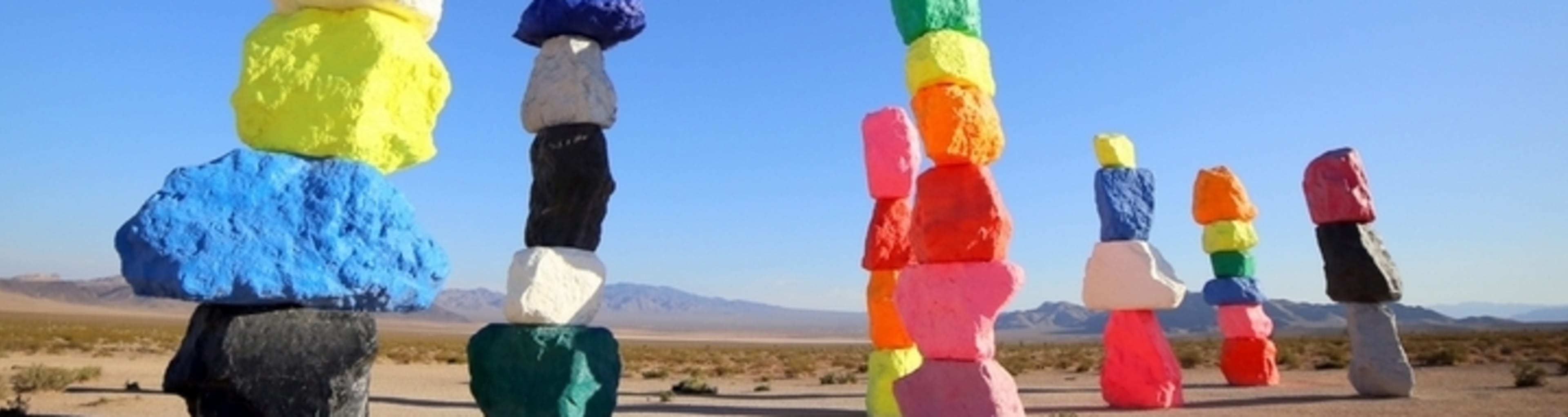 The Seven Magic Mountains art installation in the Mojave Desert south of Las Vegas