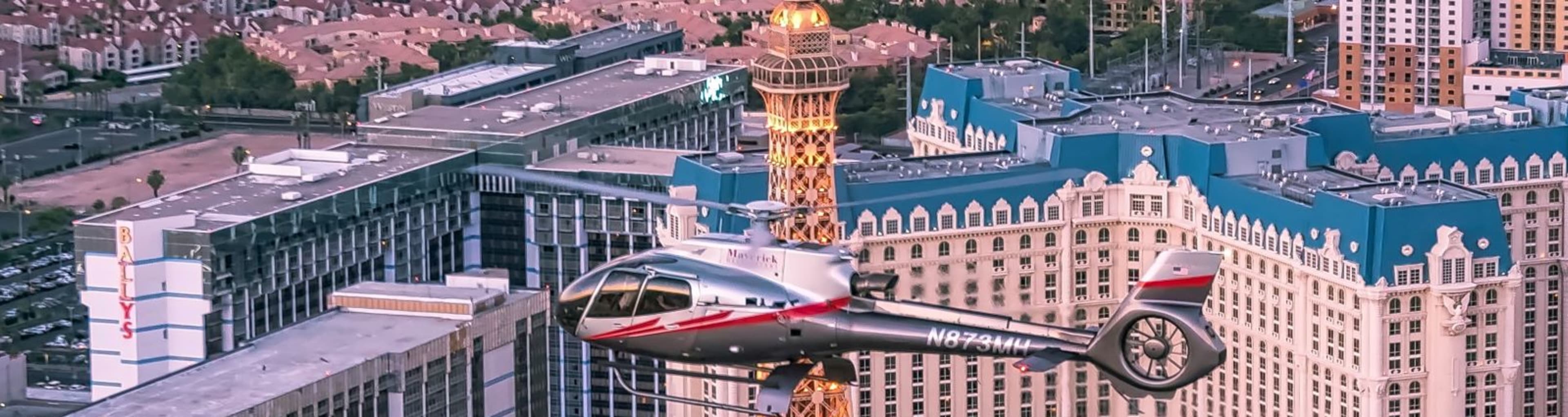 Las Vegas helicopter going past the Eiffel Tower