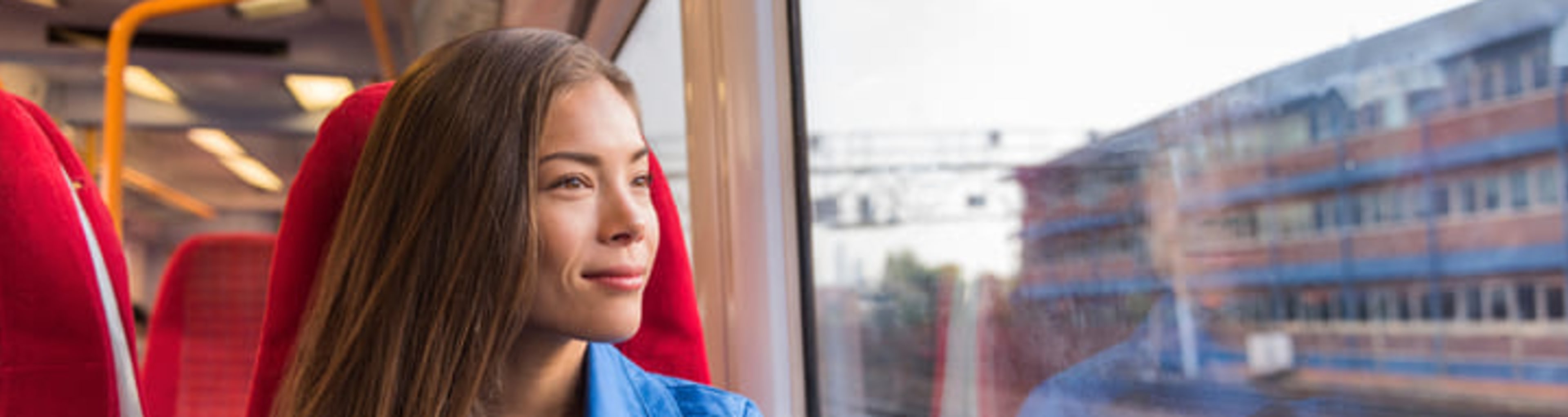 Woman traveling on a train