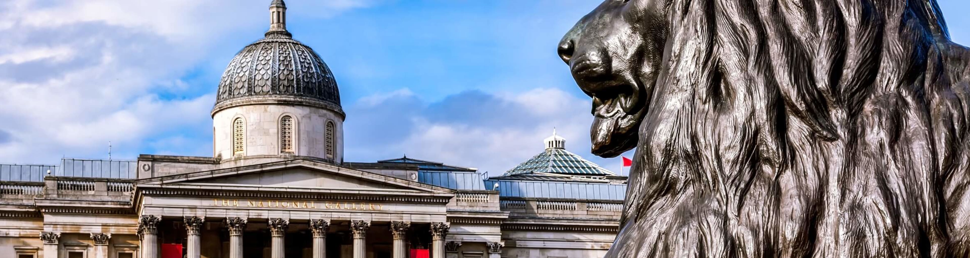 Lion at the base of Nelson's column Trafalgar Square