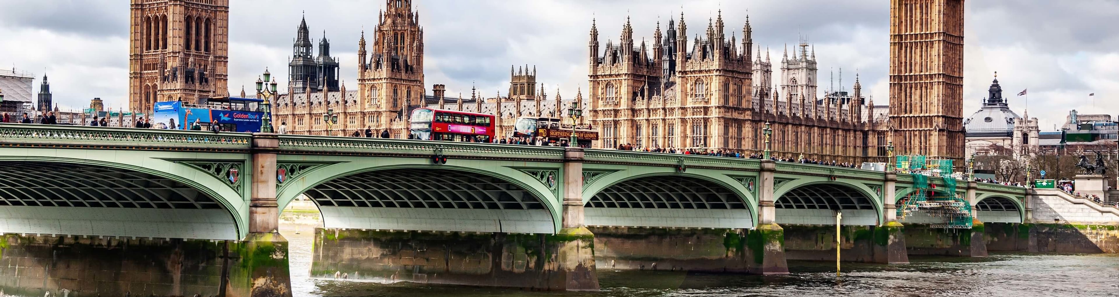 The Houses of Parliament sits beside Westminster Bridge