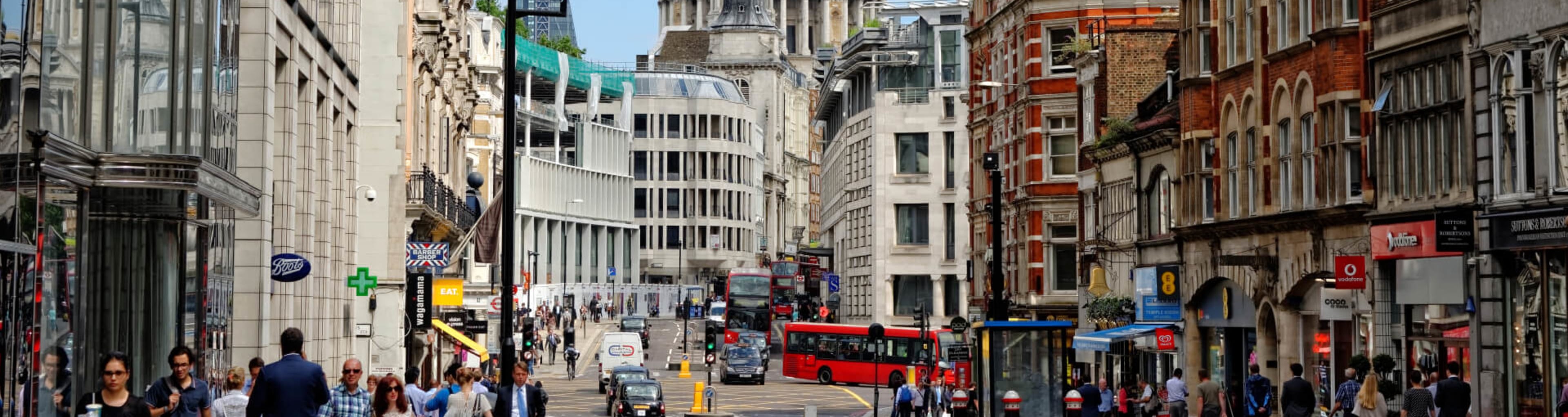 St Paul's Cathedral looking resplendent from Fleet Street