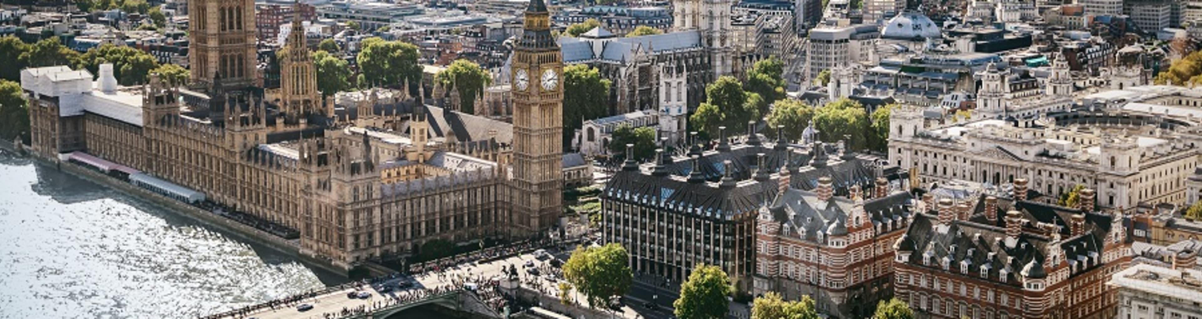 Aerial shot of London's Westminster neighborhood