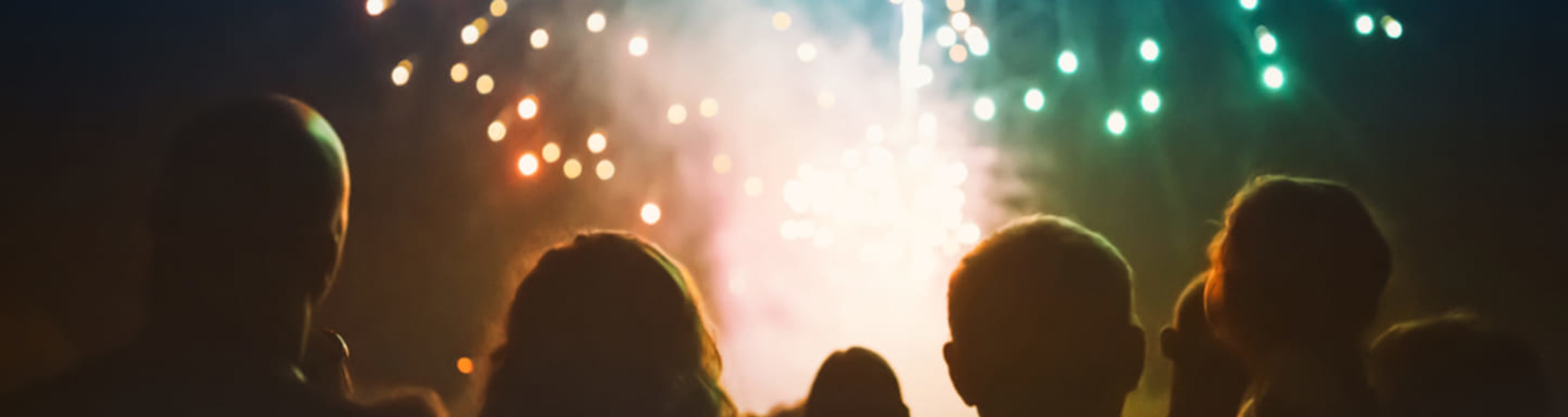 Revelers watching fireworks at New Year.