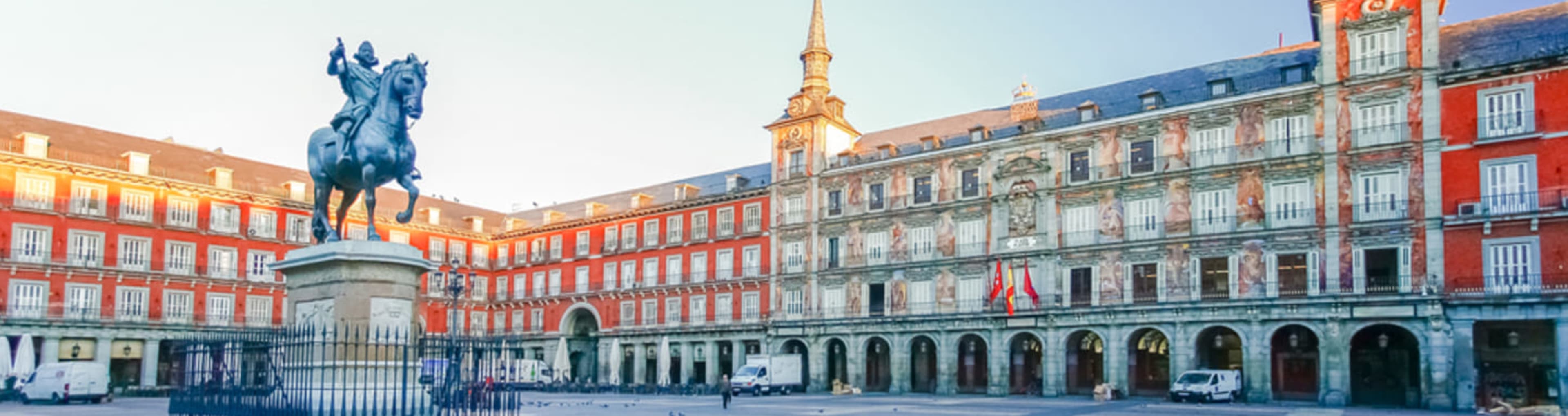 Madrid's Plaza Mayor at sunrise.